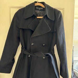Via Spiga Wool Black Double-Breasted Coat